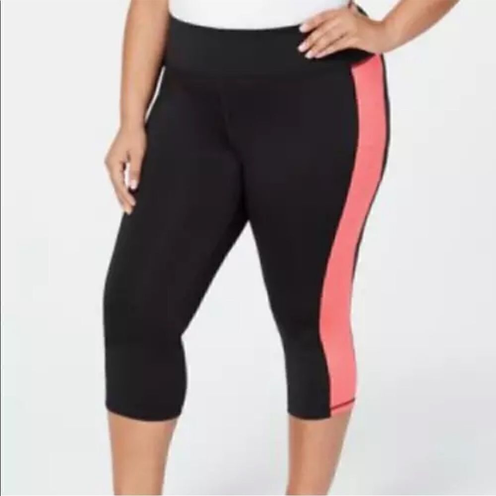 Ideology Noir SP Straw Essentials Colorblocked Cropped Leggings 1X NWT
